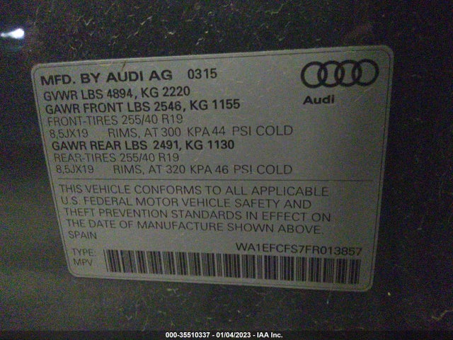 WA1EFCFS7FR013857 Audi Q3 2.0t Premium Plus