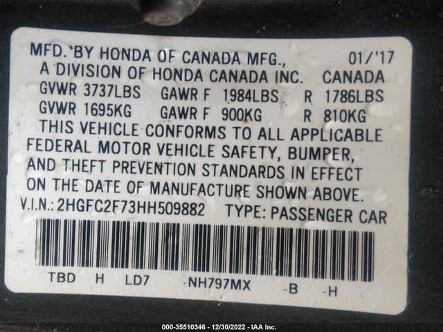 Honda Civic Sedan Ex 2017 2HGFC2F73HH509882 Image 9