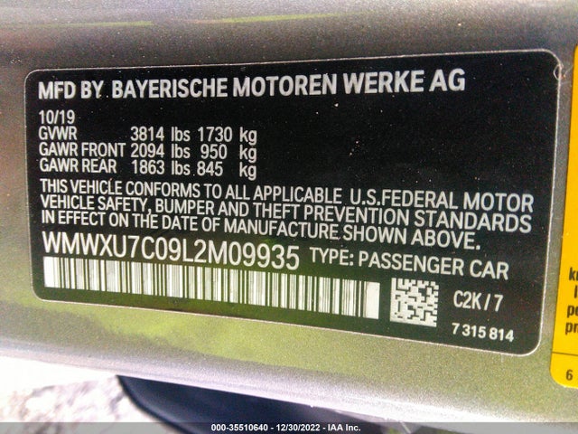 2020 Mini Cooper, VIN: WMWXU7C09L2M09935