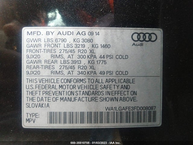 Audi Q7 2015 WA1LGAFE3FD008087 Image 10