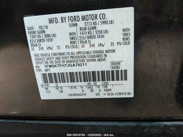 2018 Ford Explorer, VIN: 1FM5K7FH7JGA79211
