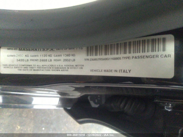 2016 Maserati Ghibli, VIN: ZAM57RSA8G1168805