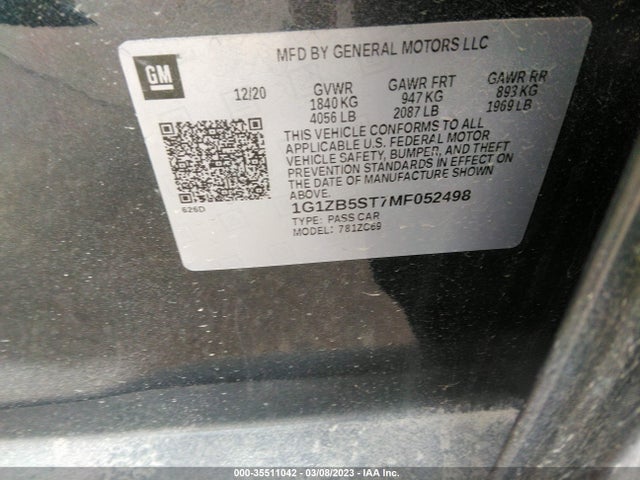 Chevrolet MALIBU LS 2021 1G1ZB5ST7MF052498 Image 9