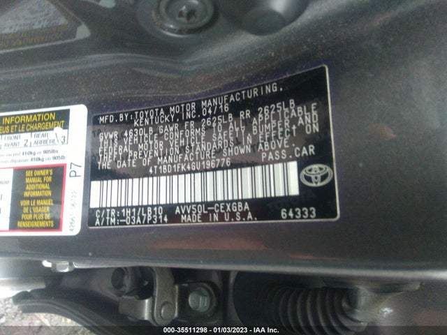 2016 Toyota Camry, VIN: 4T1BD1FK4GU196776