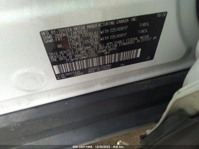 2021 TOYOTA RAV4 XLE VIN: 2T3W1RFV8MW113565