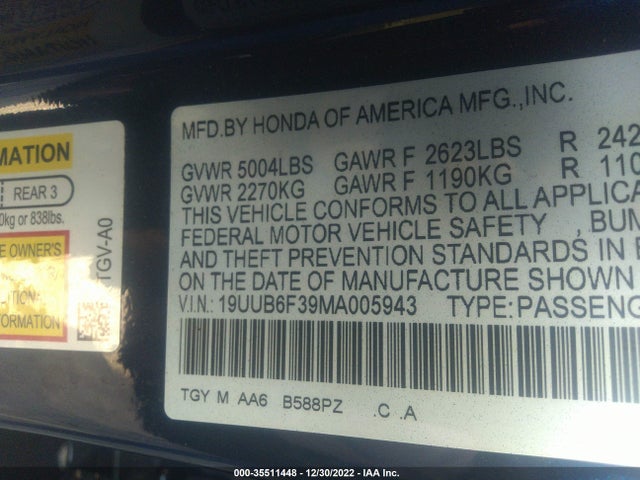Acura TLX 2021 19UUB6F39MA005943 Image 10