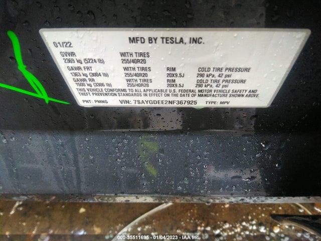 Tesla Model Y Long Range 2022 7SAYGDEE2NF367925 Image 11