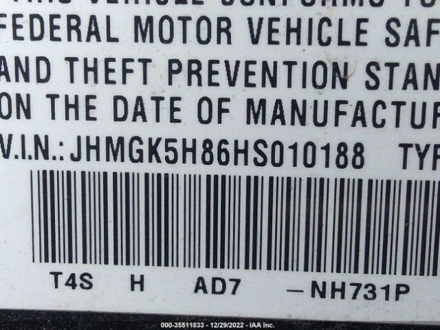 JHMGK5H86HS010188 Honda Fit Ex-l