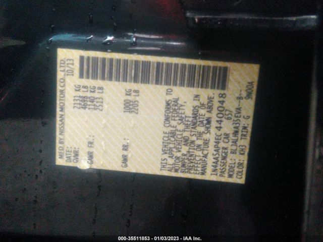 1N4AA5AP4EC440048 Nissan Maxima 3.5 Sv W/premium Pkg
