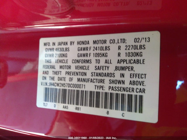 2013 ACURA TSX SPORT WAGON VIN: JH4CW2H57DC000071