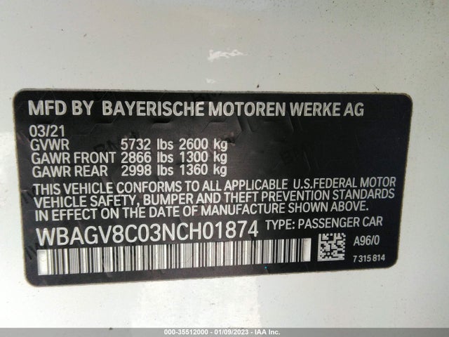 2022 BMW 8 Series Gran Coupe, VIN: WBAGV8C03NCH01874