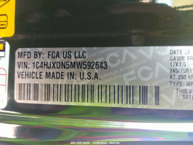 1C4HJXDN5MW592643 Jeep Wrangler Unlimited Sport S 4x4