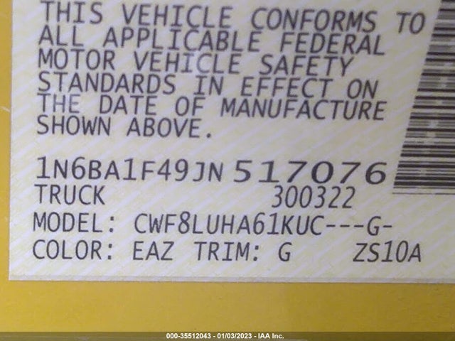 2018 Nissan Titan, VIN: 1N6BA1F49JN517076