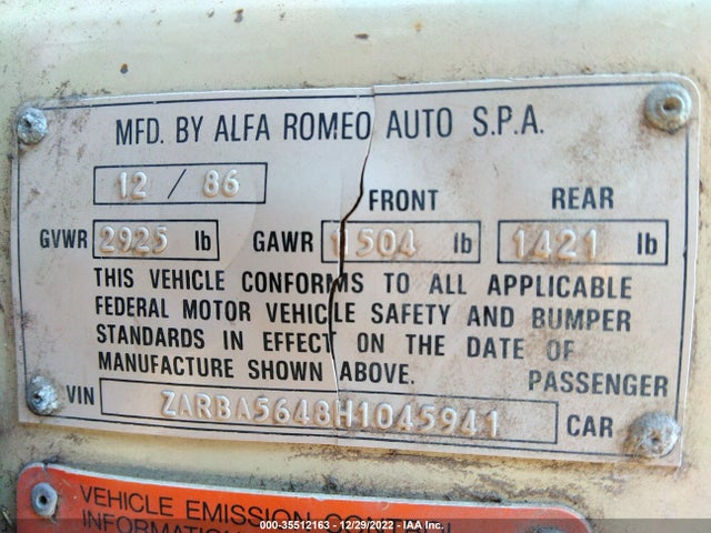 ZARBA5648H1045941 Alfa Romeo Spider