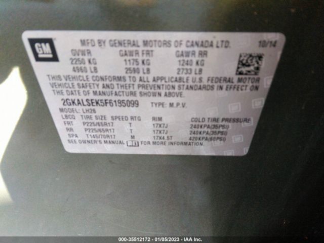 2GKALSEK5F6185099 GMC Terrain Slt