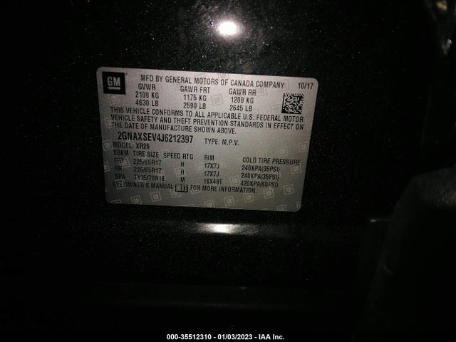 Chevrolet EQUINOX LT 2018 2GNAXSEV4J6212397 Image 9
