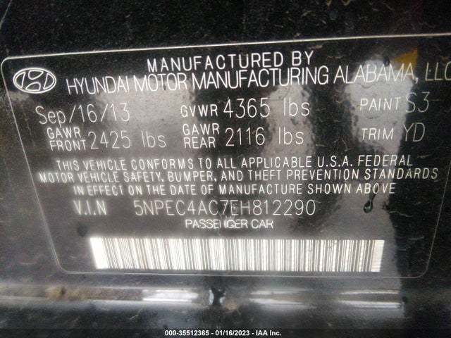 Hyundai Sonata Limited 2014 5NPEC4AC7EH812290 Image 9