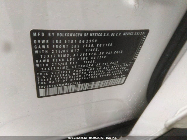 3VV1B7AXXMM002569 Volkswagen TIGUAN S
