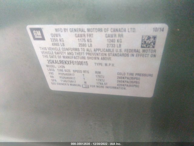 2GKALREKXF6190615 GMC Terrain Sle