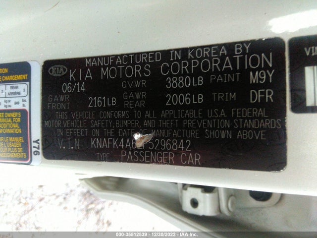 2015 KIA FORTE LX VIN: KNAFK4A62F5296842