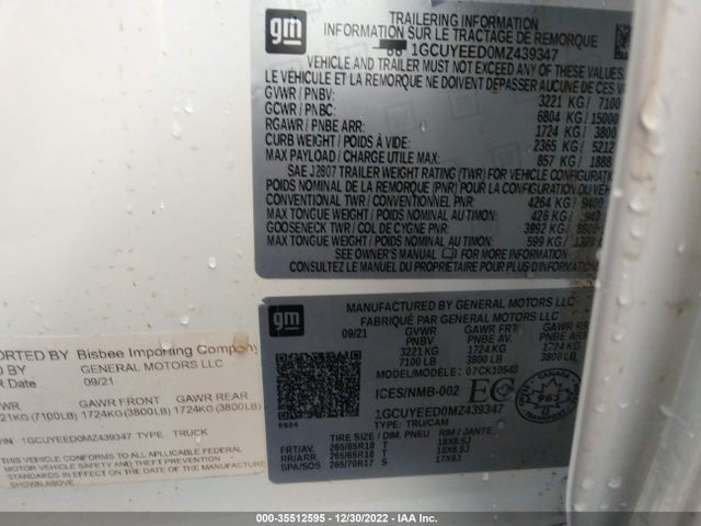 Chevrolet Silverado 1500 Rst 2021 1GCUYEED0MZ439347 Image 9