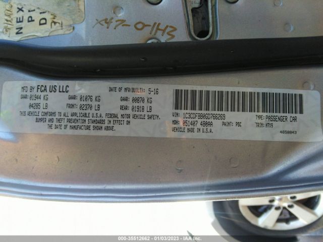 1C3CDFBB0GD766269 Dodge DART SXT