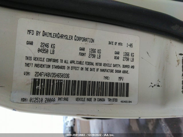 2005 DODGE MAGNUM SE VIN: 2D4FV48V35H650336