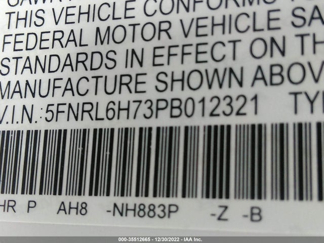 2023 Honda Odyssey, VIN: 5FNRL6H73PB012321