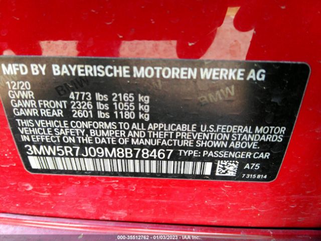 3MW5R7J09M8B78467 BMW 3 Series 330i Xdrive
