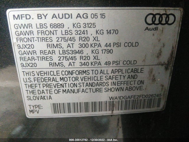 WA1DGAFE2FD026245 Audi Q7 3.0t S Line Prestige