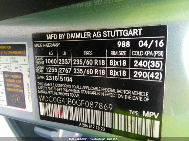 WDC0G4JB0GF087869 Mercedes-Benz Glc Glc 300