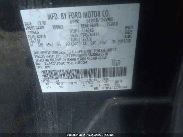 Lincoln MKX 2008 2LMDU68C78BJ15034 Image 10