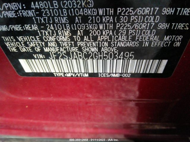 JF2SJABC2GH503495 Subaru Forester 2.5i