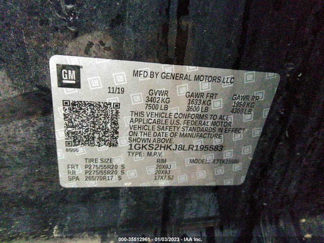 GMC YUKON XL DENALI 2020 1GKS2HKJ8LR195583 Image 9