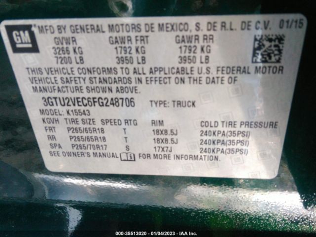 3GTU2VEC6FG248706 GMC Sierra 1500 Slt