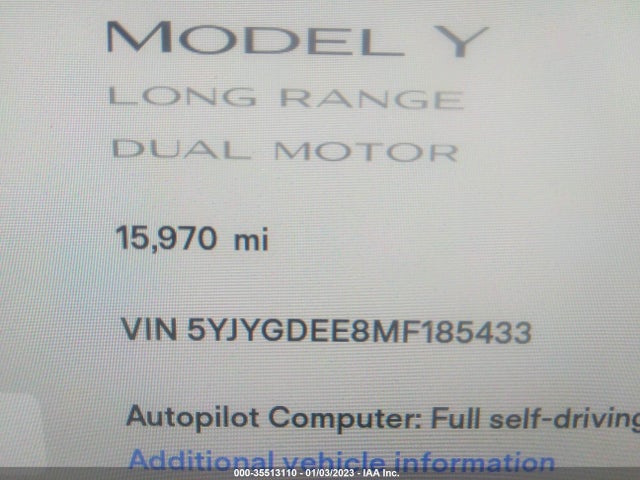 Tesla Model Y Long Range 2021 5YJYGDEE8MF185433 Image 7