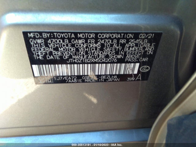 2021 Lexus IS, VIN: JTHGZ1B2XM5042076