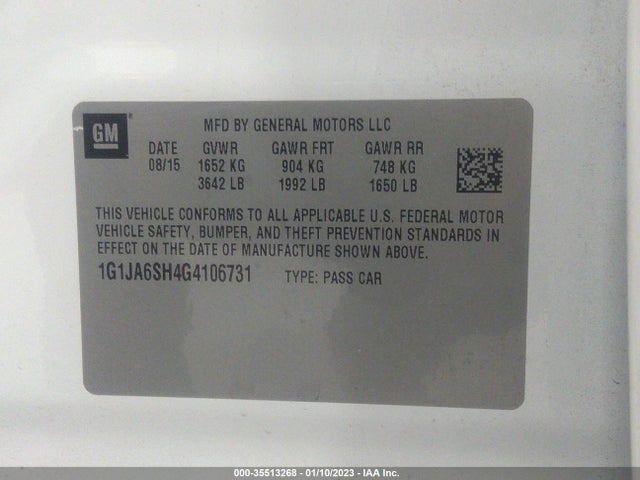 Chevrolet SONIC LS 2016 1G1JA6SH4G4106731 Image 9