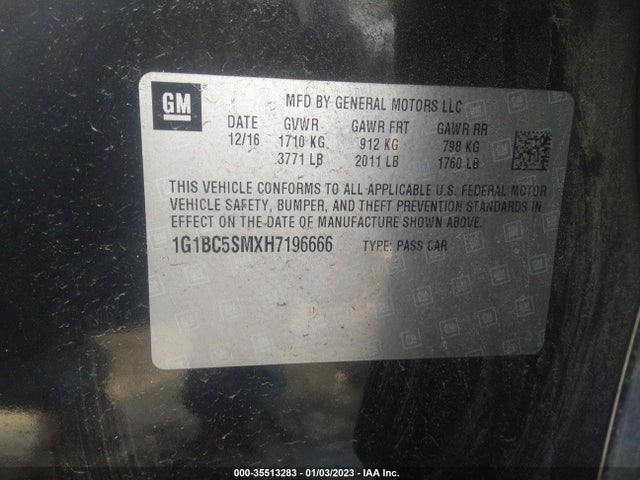 Chevrolet CRUZE LS 2017 1G1BC5SMXH7196666 Image 9