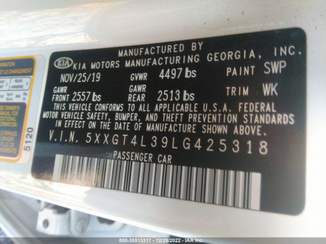5XXGT4L39LG425318 KIA Optima Lx