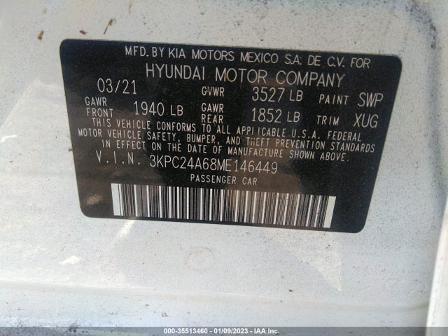 Hyundai Accent Sel 2021 3KPC24A68ME146449 Image 9