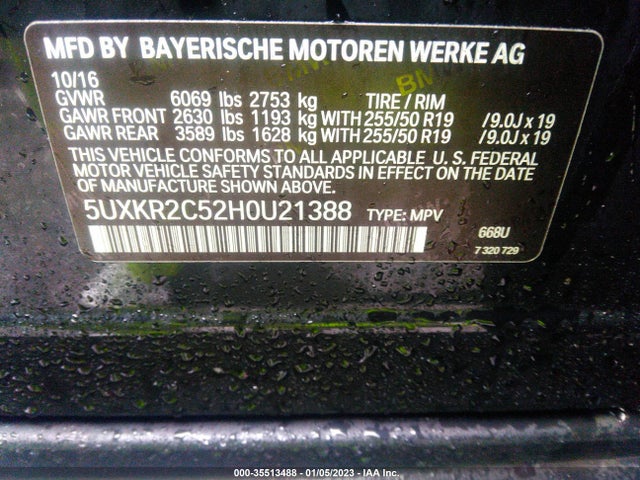 2017 BMW X5, VIN: 5UXKR2C52H0U21388