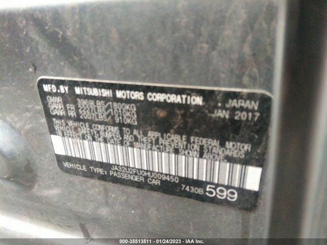 JA32U2FU0HU009450 Mitsubishi Lancer Es/le