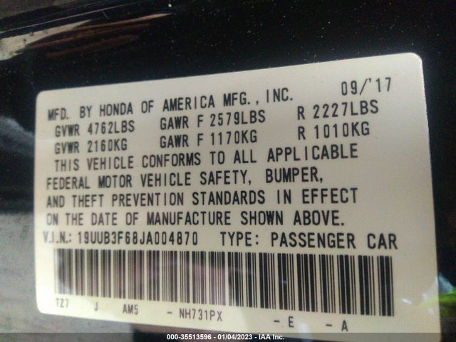 19UUB3F68JA004870 Acura Tlx W/a-spec Pkg