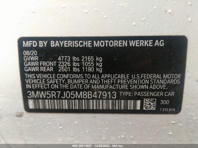 BMW 3 Series 330i Xdrive 2021 аукцион фото