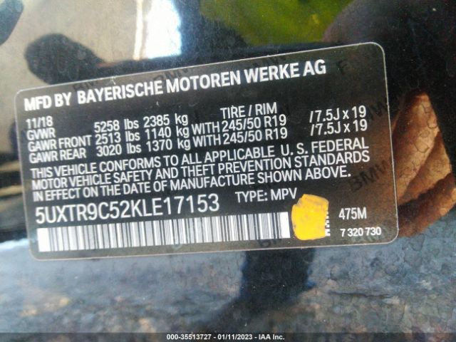 5UXTR9C52KLE17153 BMW X3 Xdrive30i