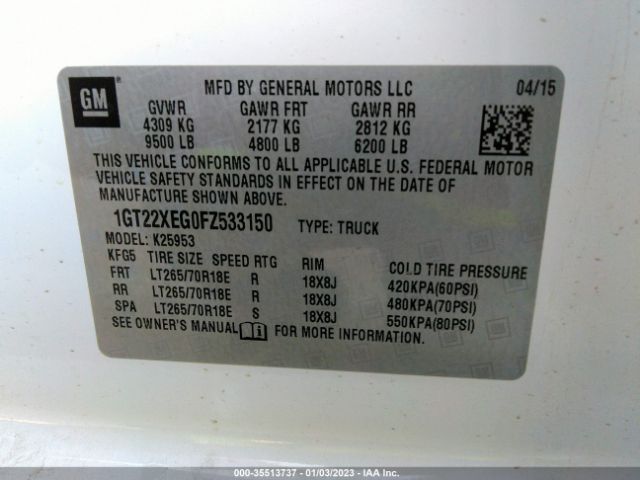 1GT22XEG0FZ533150 GMC SIERRA 2500HD