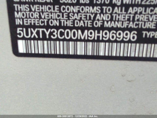 BMW X3 Sdrive30i 2021 5UXTY3C00M9H96996 Image 9