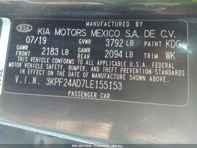 2020 Kia Forte, VIN: 3KPF24AD7LE155153
