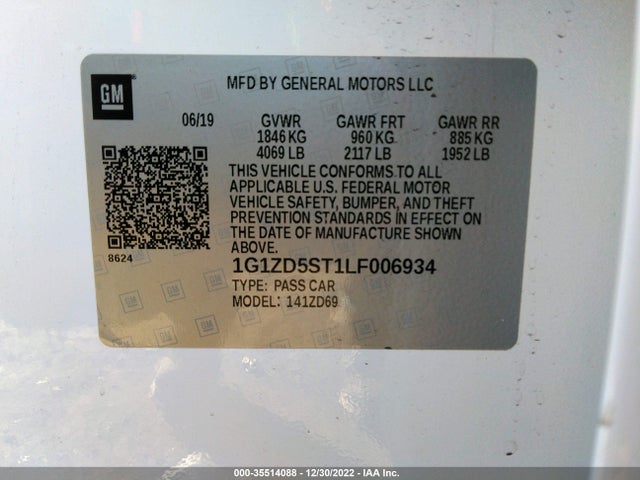 Chevrolet MALIBU LT 2020 1G1ZD5ST1LF006934 Image 9